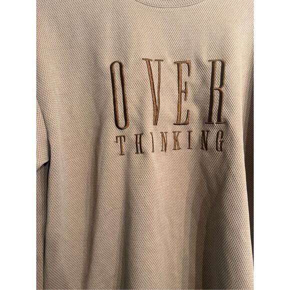 Cider Womens Brown Short Sleeve Oversized Over Thinking Graphic T-Shirt Small - Picture 3 of 5